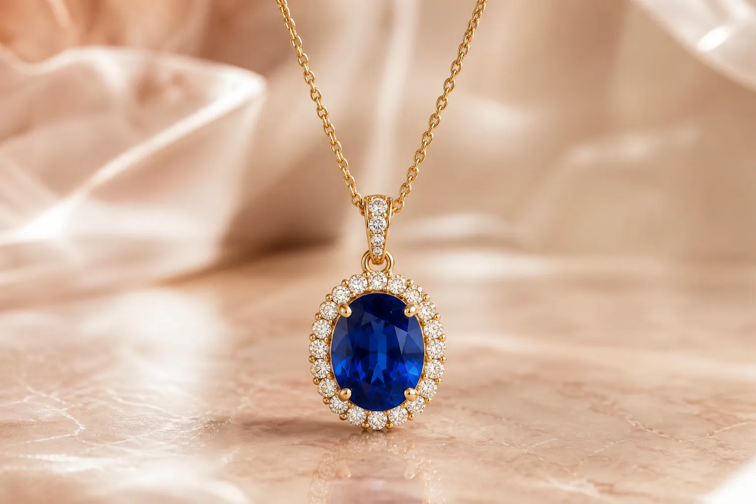 Collana Zaffiro Diamanti — Oro 18k · Zaffiro