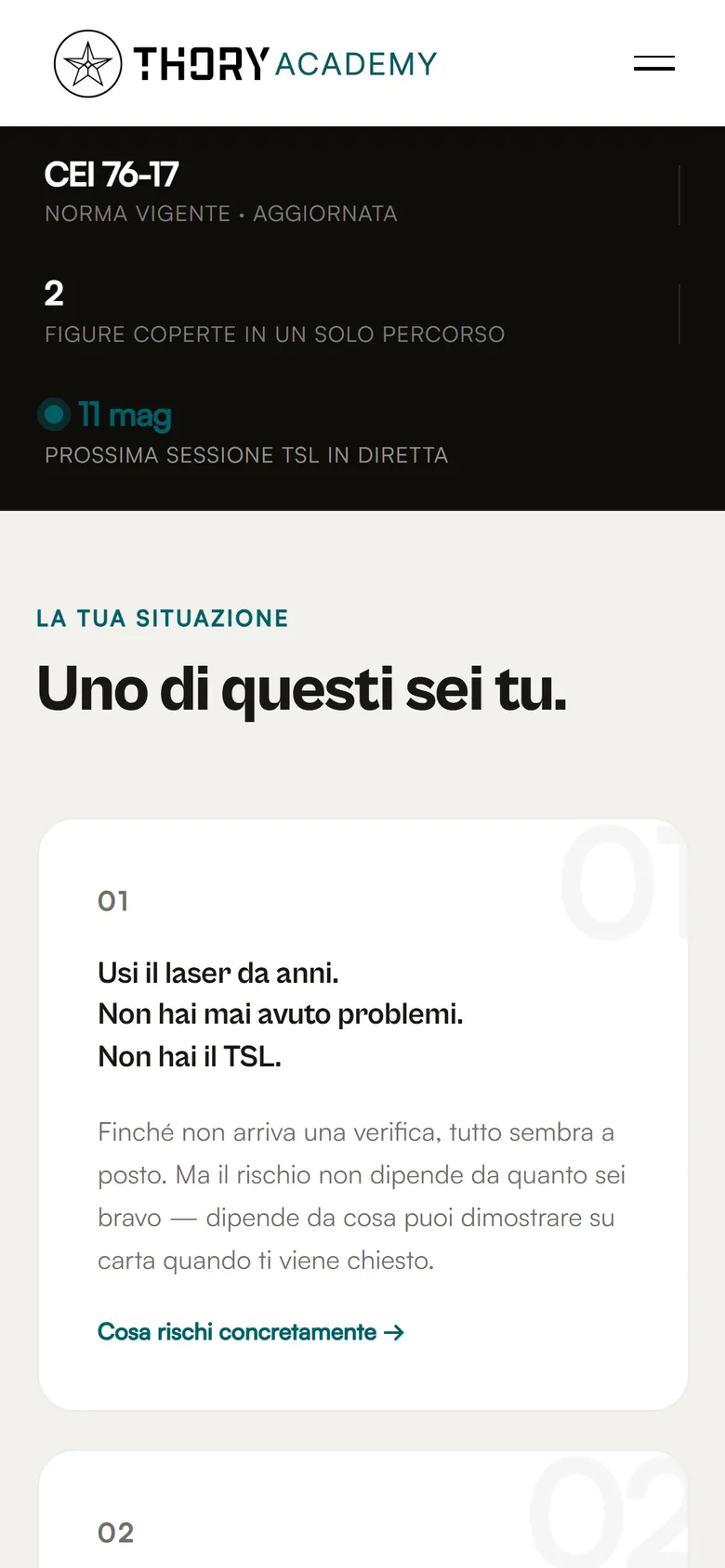 Versione mobile: barra dei fatti e sezione uno di questi sei tu