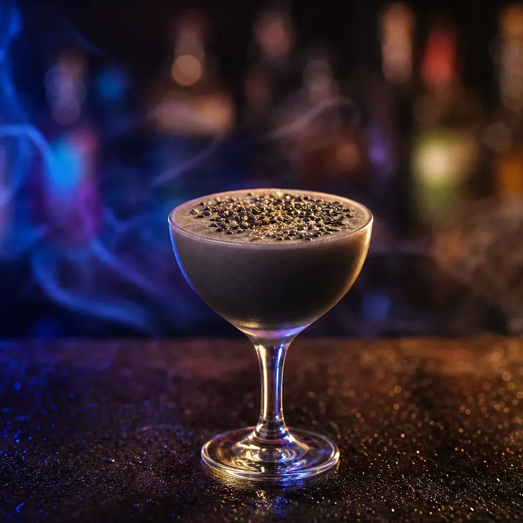 Black Sesame Flip, cocktail servito al Jimmy Cocktail Lab in via Petroni, Bologna