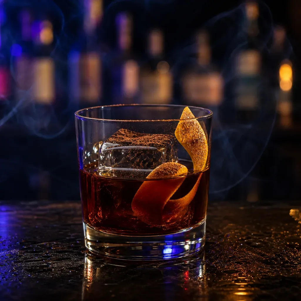 Dark Chocolate Old Fashioned, cocktail servito al Jimmy Cocktail Lab in via Petroni, Bologna