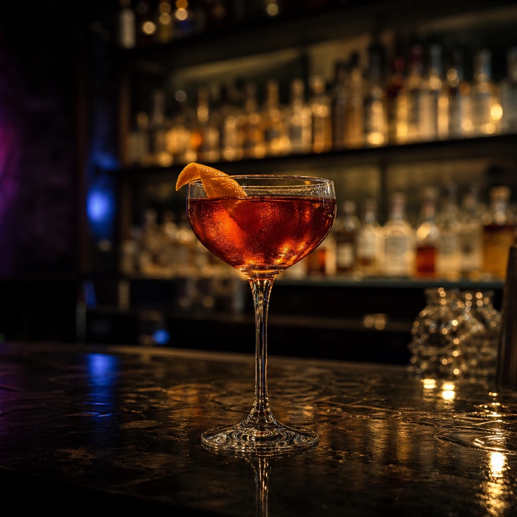 Martinez, cocktail servito al Jimmy Cocktail Lab in via Petroni, Bologna